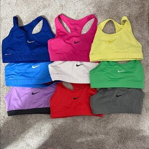 Nike Dri-Fit Sports Bra Lot Set of 9 blue, red, pink, white, green, etc size M